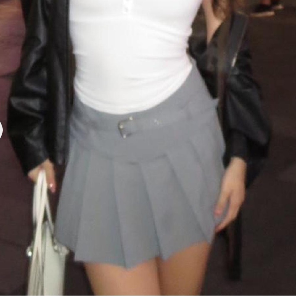 Grey Zara Pleated Mini Skirt